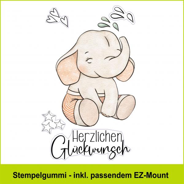 Babyelefant sitzend - Stempelgummi